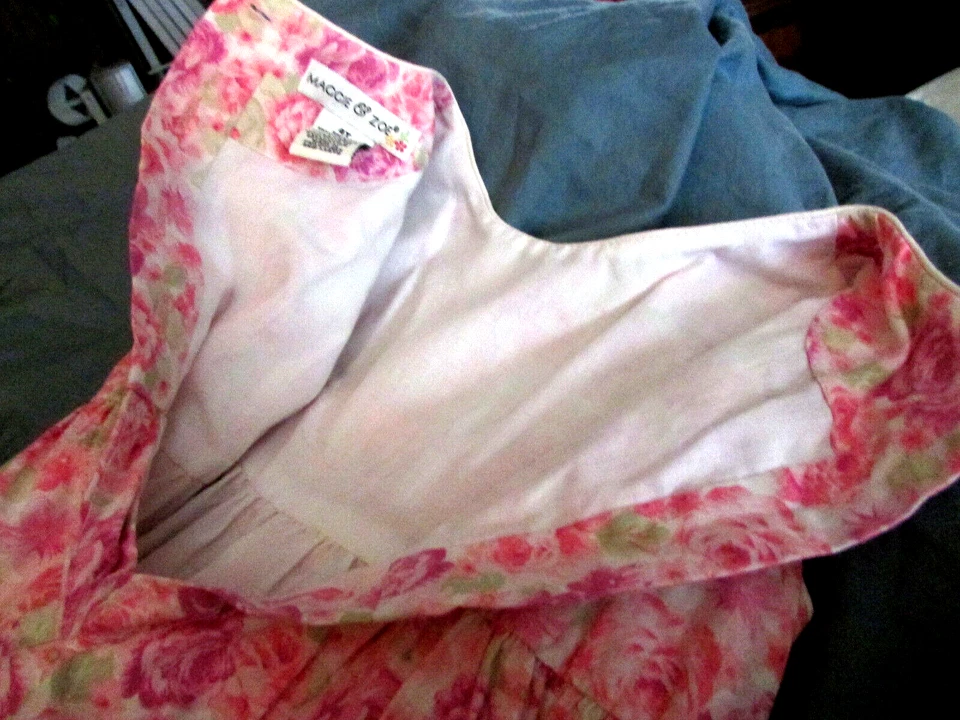 VESTIDO DE VERANO para niña MACCIE & ZOE rosas con volantes adjuntos blanco slip 4T (Nclst 12 Foto 2 de 4