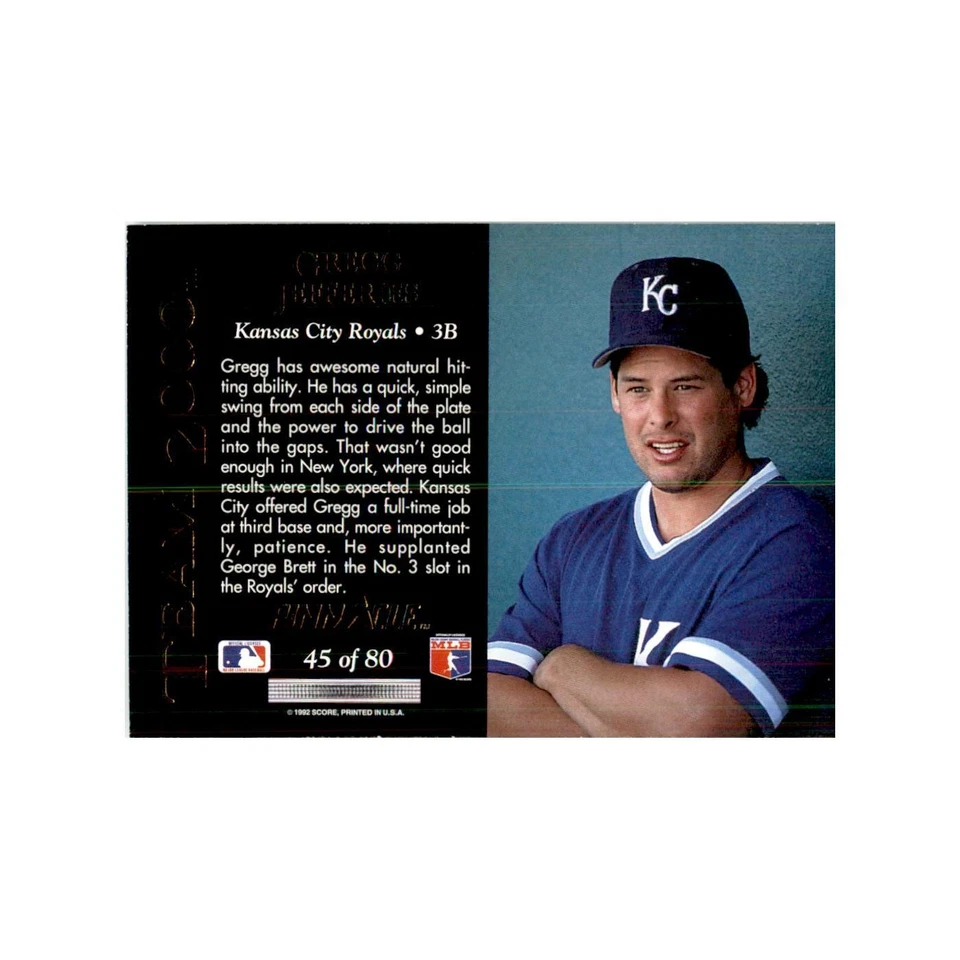 1992 Pinnacle Gregg Jefferies Baseball Cards #45 - Image 2 of 3