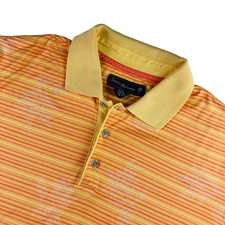 Tommy Bahama Men's 18 Golf Cotton/Polyester S/S Polo Shirt Yellow/Pink Stripe M