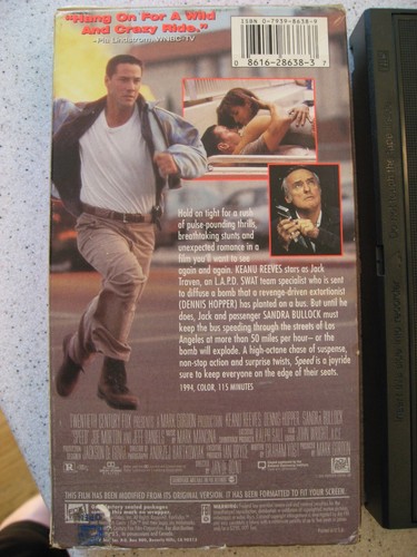 Speed (VHS, 1994) Keanu Reeves Sandra Bullock - Picture 2 of 2