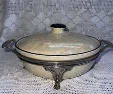 Vintage Fraunfelter Royal Rochester Covered Baking Dish with Stand~ Luster