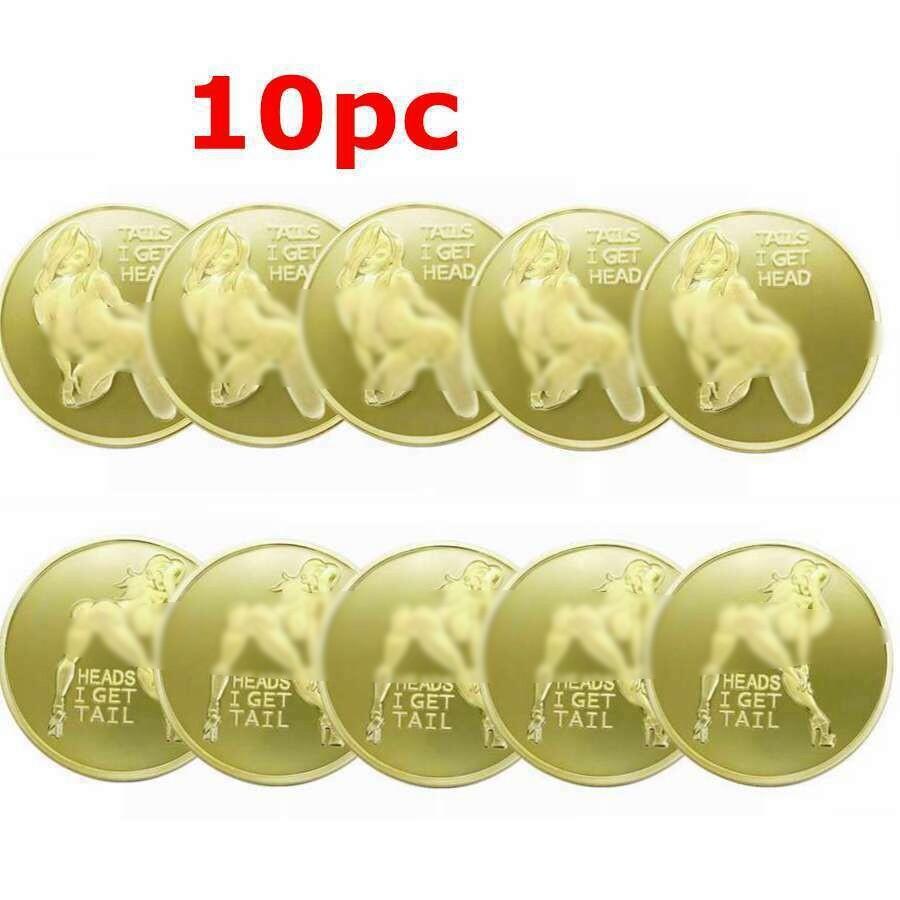 10pc Heads I get Tail Tails I get Head Adult Sexy Coins Good Lucky Gifts for Men