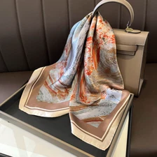 100% Silk Mulberry 26" square Scarf Women neckerchief Wrap floral silk change11