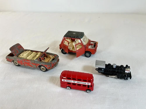 Set Of 4 Random Diecast Including Vintage Corgi Toys #239 Red VW 1500 ca. 1960s