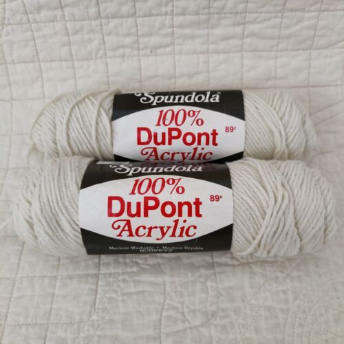 2 New Spundola DuPont Fisherman White 602 Medium Weight #4 Yarn 85g 3oz Skeins