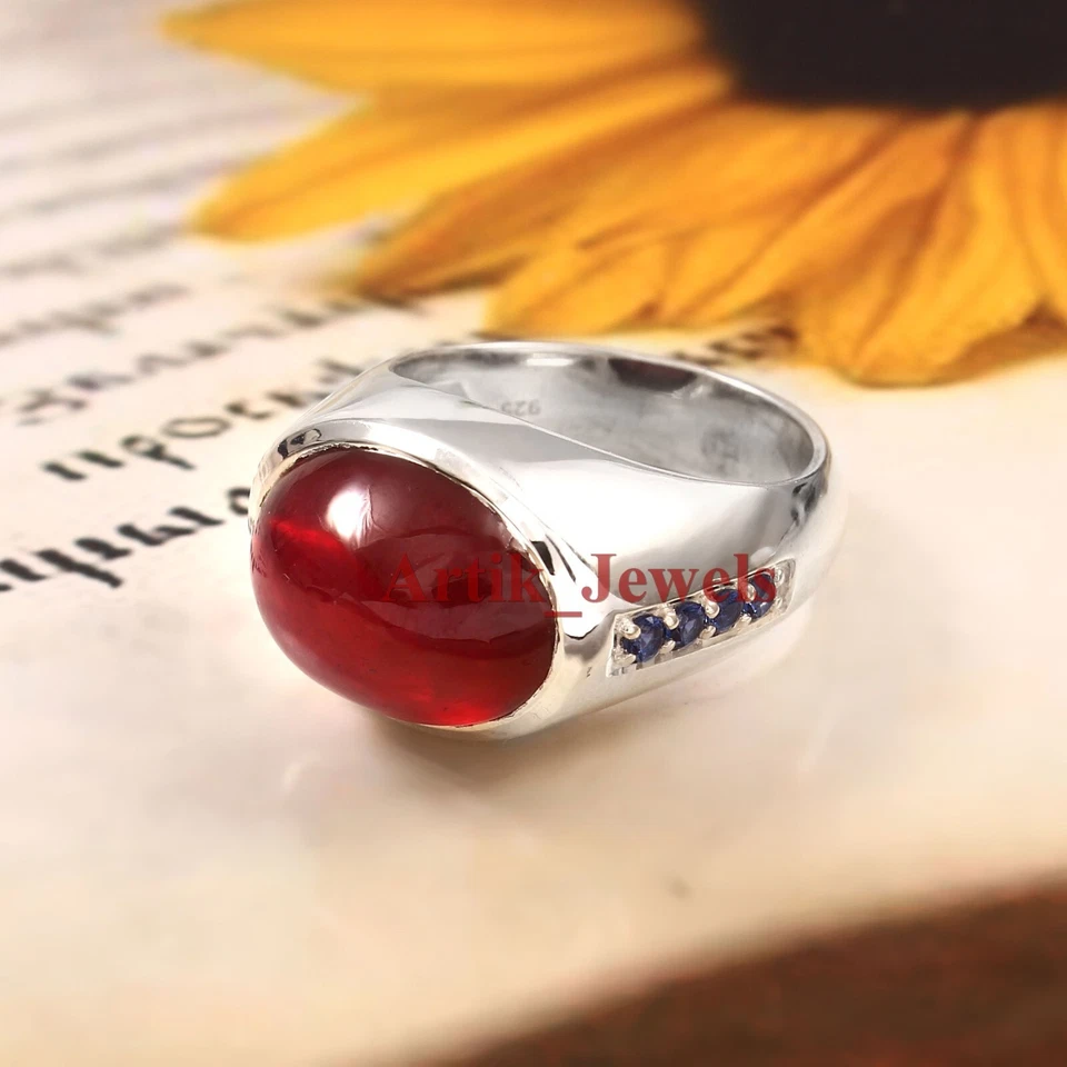 Heated Ruby Edelstein Mit 925 Sterling Silberring Für Männer #1107 - Bild 3 von 4