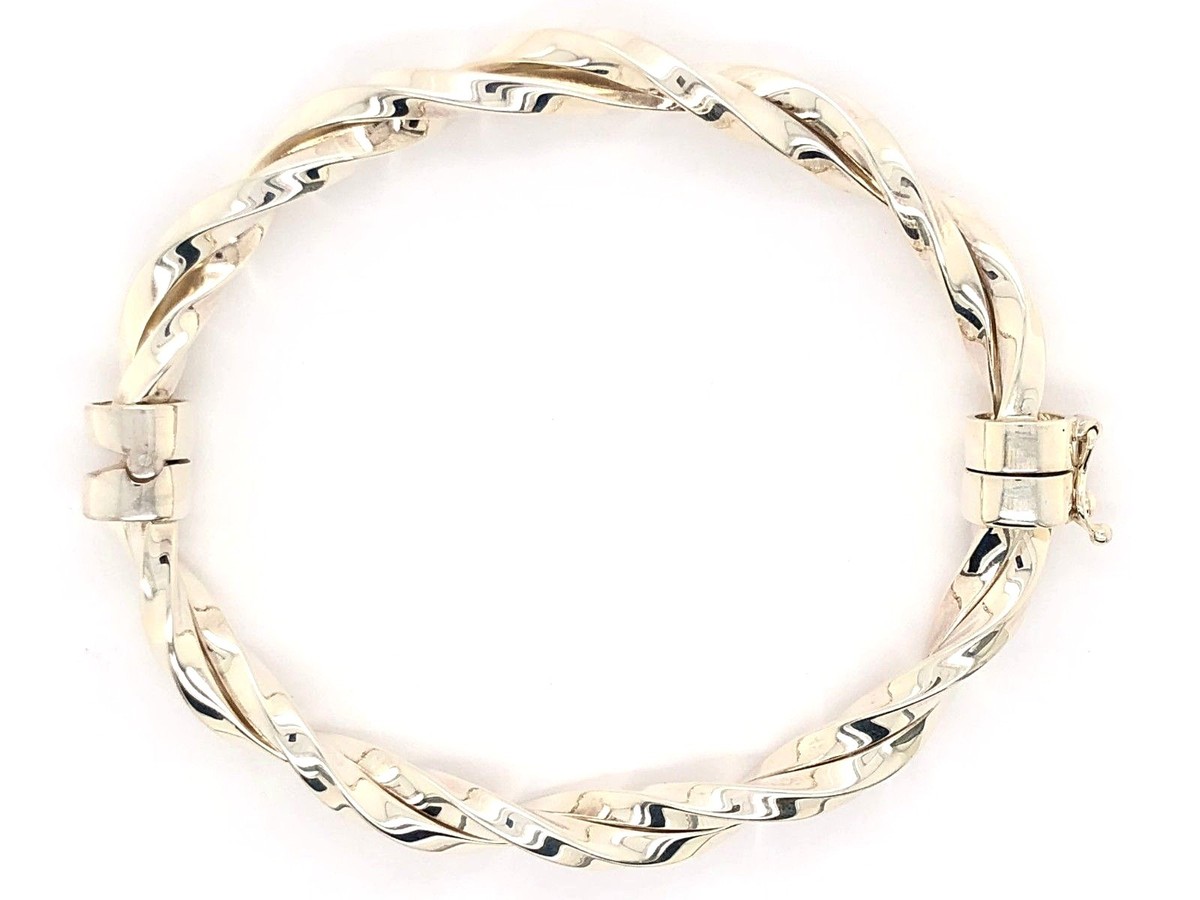 925 Sterling Silver Twisted Bangle Bracelet 7