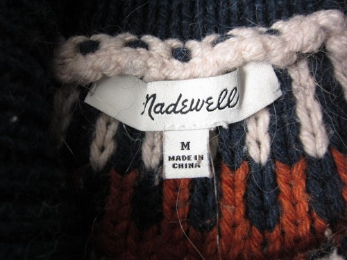 Madewell Sweater Womens Medium Mauve Blue Alpaca Cotton Turtleneck Chunky Knit - Picture 5 of 12