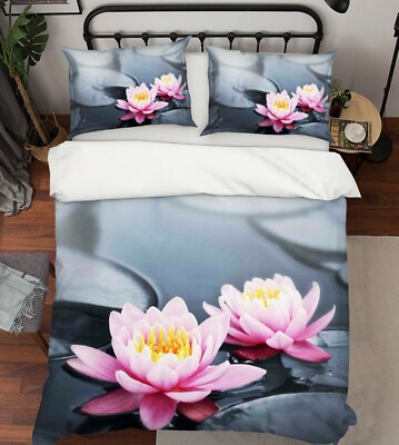 3D Pink Lotus ZHUA1780 Bed Pillowcases Quilt Duvet Cover Set Queen King Zoe