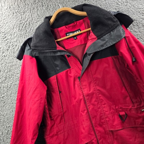 Huski Explorer Mens Waterproof Jacket Size S Red Black Hooded - Picture 2 of 14
