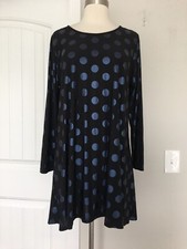 COMFY USA POLKA DOT BLACK BLUE TUNIC SHIRT TOP SIZE XS MADE IN USA