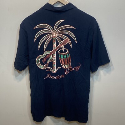 Tori Richard Shirt Men's L Loop Collar Hawaiian Bowling Camp Jamaican Me Crazy