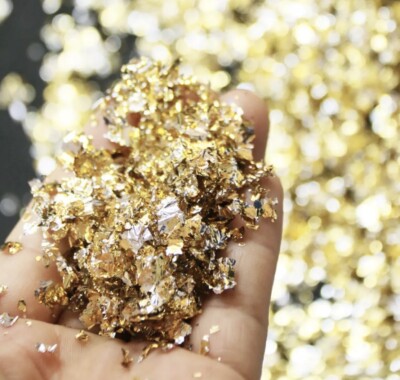 Gold & Silber Mix Flocken, 1 Gramm Ideal für Kunst & Handwerk, Harz & Nagel Dekor Folie