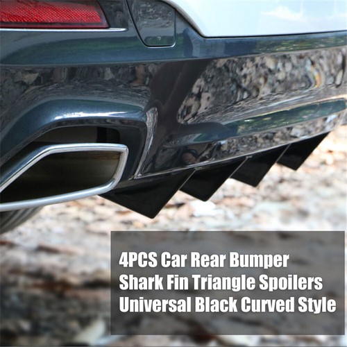 4 PCS Universal Rear Bumper Diffuser Shark Fin Spoiler Lip Splitter Glossy Black - Picture 7 of 14
