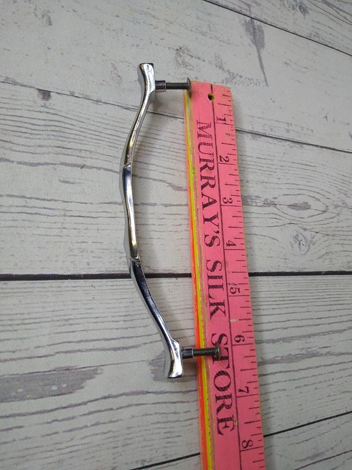 Tirador de cajón manija gabinete herrajes decorativos modernos vintage cromados MidCentury Foto 3 de 4