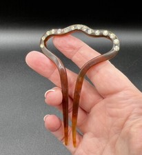 Vintage Faux Tortoise Shell Rhinestone Hair Pin