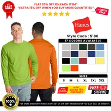 Hanes 5186 Unisex Cotton/Polyester Long Sleeve Tee Crew Neck Beefy-T T-Shirt