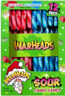 MHD! 2xWARHEADS Candy Canes 'Sour Frucht' Zuckerstangen 12 St a 150gr Import USA