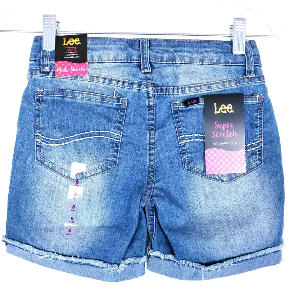 Lee Niñas Midi Corto Bordado Cintura Ajustable Elástico Color Azul Talla 8 Foto 4 de 4