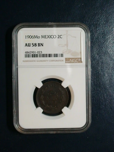 1906 Mo MEXICO TWO CENTAVOS NGC AU58 BN 2C Coin PRICED TO SELL NOW!