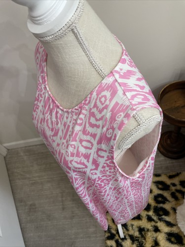 Stella Parker Women's Dress Pink White Sz L Knit A Line Abstract Print - Picture 5 of 14