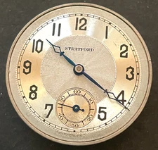 Antique Stratford Langendorf Pocket Watch Movement Running Ticks 12s 6j Swiss