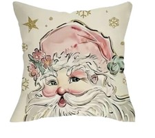 SANTA CLAUS Vintage Fun Christmas Throw Pillow Cover Winter Holiday Home Decor