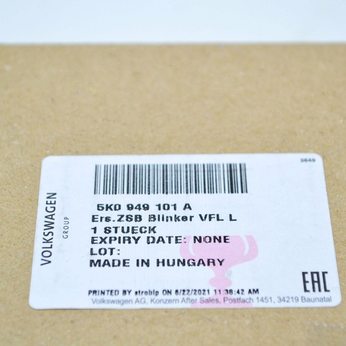 NEU VW VL 5K1 LINKEN SEITENSPIEGEL BLINKERANZEIGE 5K0949101A ORIGINAL - Bild 10 von 11