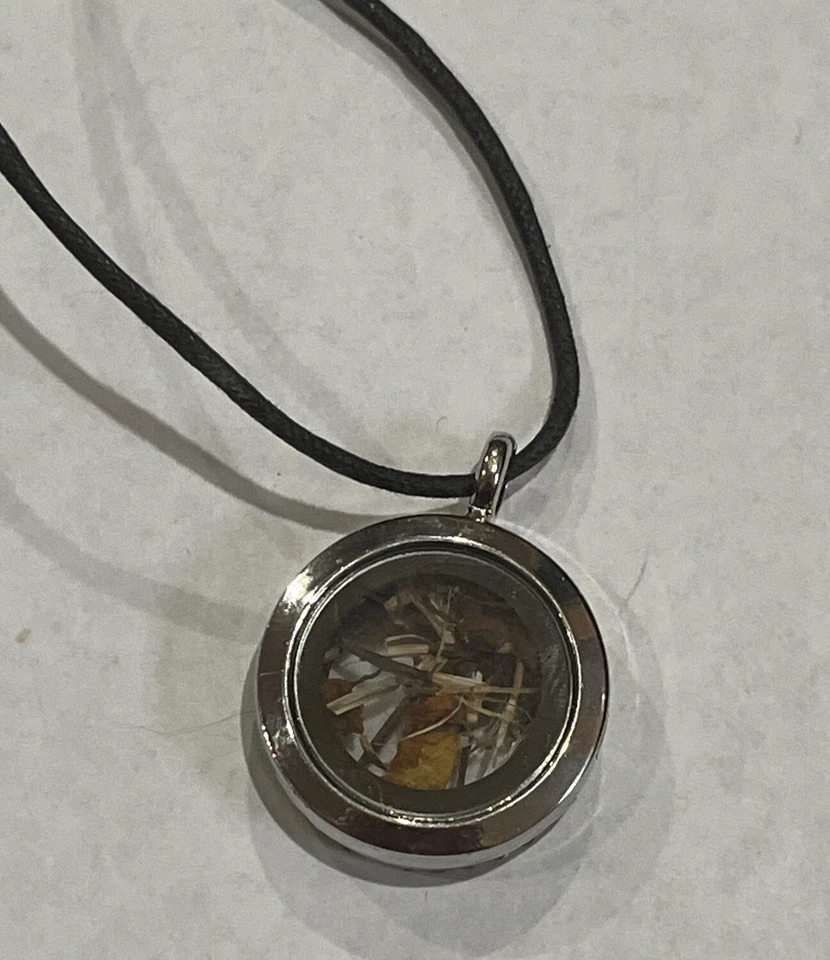 Silver Tone Round Clear Glass Locket Surrounded By Crystal Rhinestones Necklace - Image 3 of 4