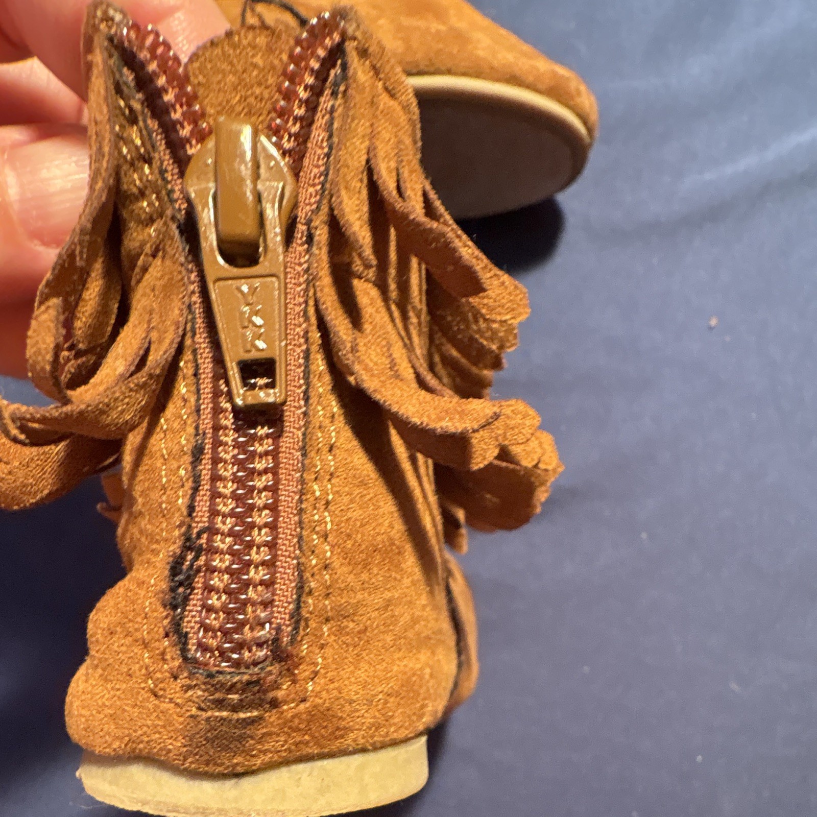 Garanimals Unisex Kids Brown Suede Fringe Ankle Boots Zip Flat Heel US 6 image 4