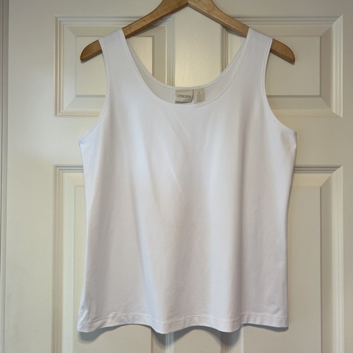 Chico's Travelers Damen ärmelloses glattes Stretch Tank Top Gr. 2 weiß
