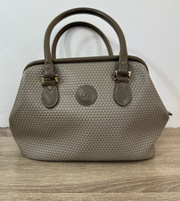 Vintage 1983 Liz Claiborne Gray Satchel Handbag Brown Interior Leather Handles