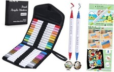 24 Colors Brush  Fine Tip Acrylic Paint Pens - Dual Tip Acrylic E-24 Colors