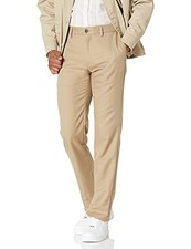 AMAZON ESSENTIALS MEN'S SLIM-FIT FLAT-FRONT DRESS PANTS 36W X 30L KHAKI