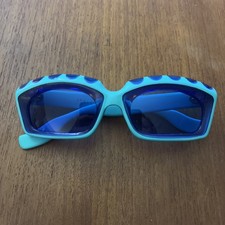 VINTAGE 60's FUNKY CHUNKY Blue RECTANGLE SUNGLASSES FROM Italy MCM Ocean Rare