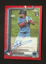 ks 2025 Topps Chrome Update Steward Berroa Red Wave Refractor Debut Auto RC 1/5