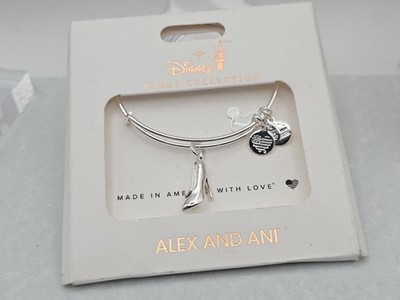 Disney Parks Alex and Ani Cinderella Slipper High Heel Bangle Silver Bracelet 