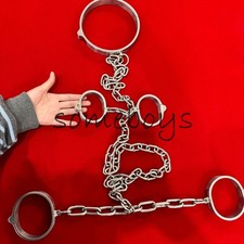 Heavy Duty Stainless Steel Handcuffs Ankle Cuffs Neck Collar Bondage Shackles
