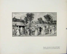 Original Old Antique Print Promenade Du Jardin Du Palais Royal Limited Edition