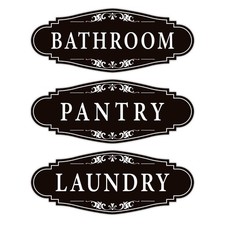 3PCS Bathroom/Laundry Room/Pantry Door Signs 9IN, Laundry Sign Stickers -44