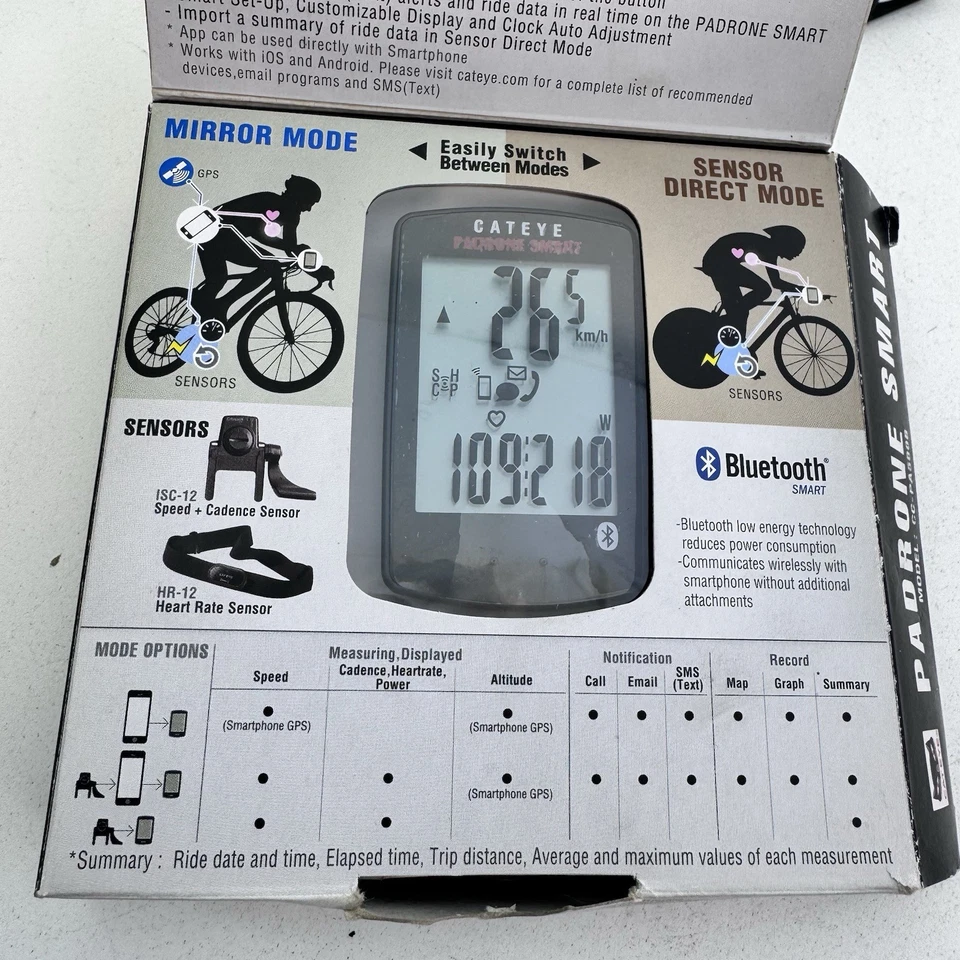 New CatEye Padrone Smart Cycling Computer Bluetooth CC-PA500B Black Open Box A57 - Image 2 of 4