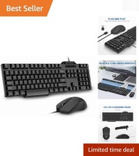 Full-Size Wired Keyboard and Optical Mouse Combo for Windows  Mac - Plug  Play