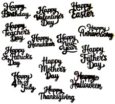 Black Holiday Phrase Word Paper Die Cut Embellishment Journal Card Scrapbook