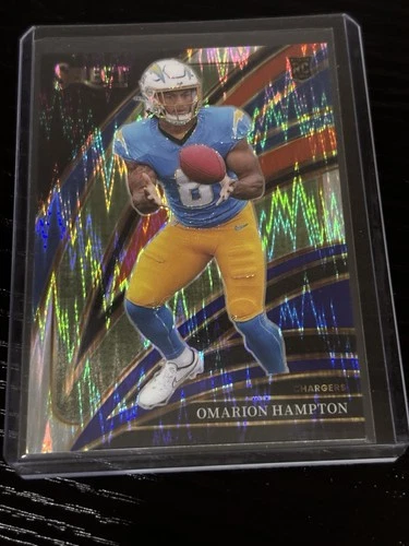 2025 Panini Select - Club Level Omarion Hampton #202 Red &amp; Blue Shock Prizm (RC)