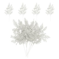 10 StüCk Glitzernde KüNstliche Tannennadeln,Glitzernde TannenstäMme,Weiß