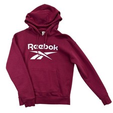 Reebok Logo Hoodie Unisex Womens Small Maroon Sweatshirt Pullover Top