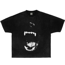 Neniom Vicious Dog Bite Vintage Boxy Shirt Graphic Tee Streetwear Y2K