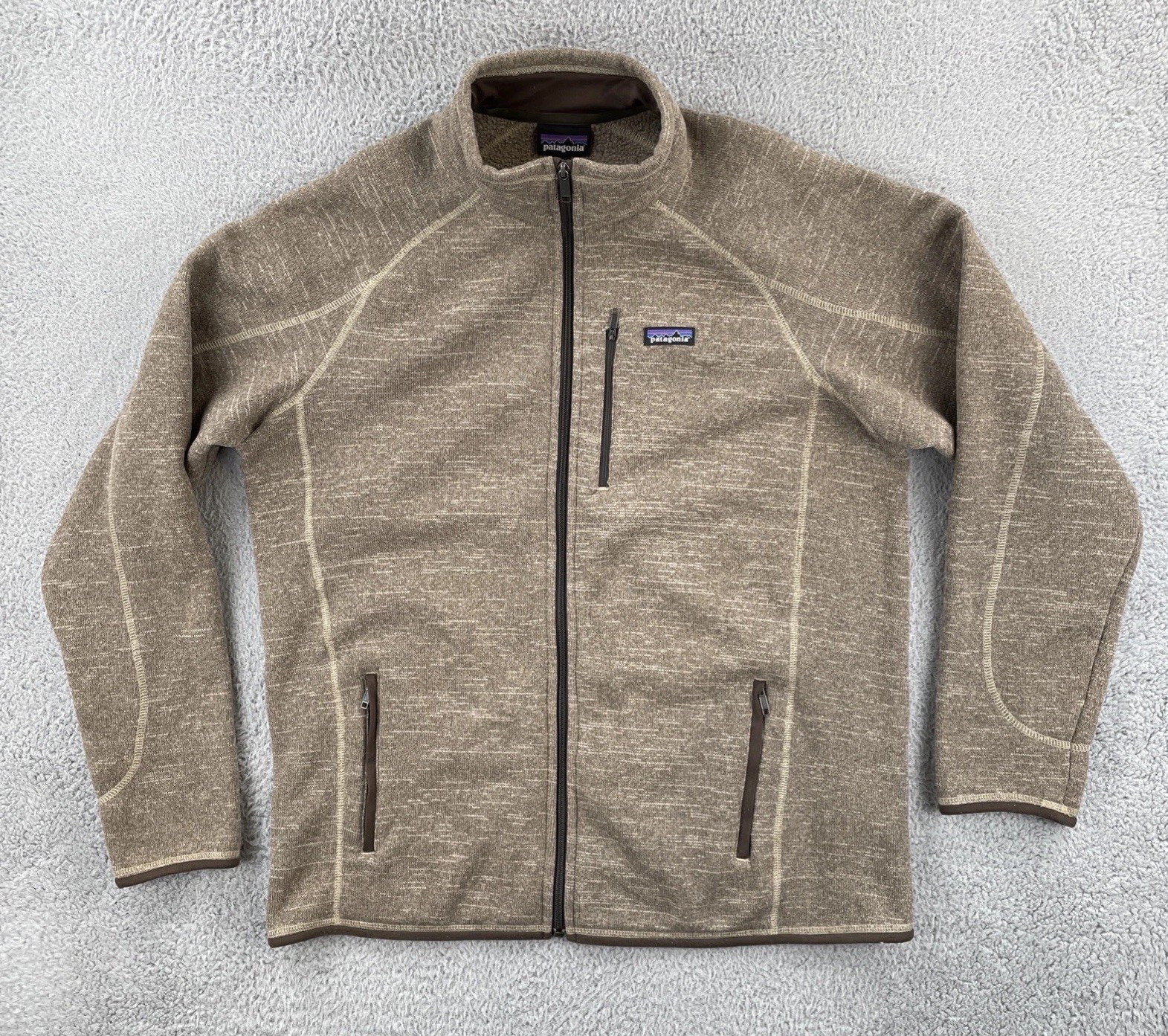 Patagonia Mens XXL Brown Zip Fleece Jacket for Hiking Fall 2017 Outdoor Wear