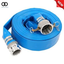 2" x 50FT Heavy Duty Reinforced Lay Flat Discharge Hose W/Aluminum Connectors