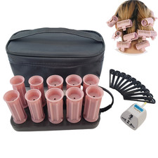 10Pcs Electric Heated Curlers Roll Hairstyles DIY Hair Styling Tools UK Adaptors